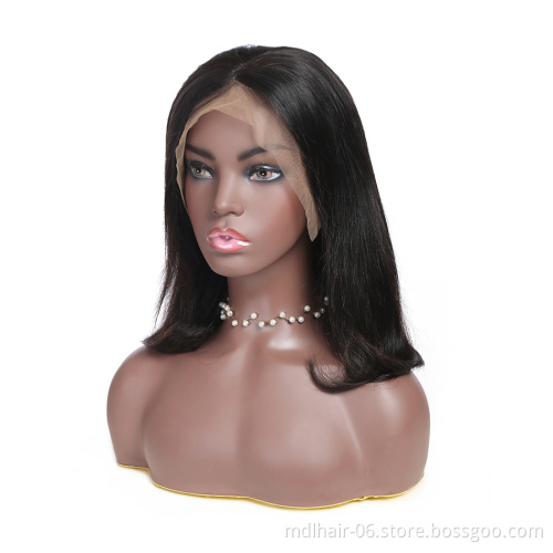 Peruvian Natural Human Hair Wigs Short Bob Cut Straight Virgin Single Donor Raw Human Hair Peruvian 13x4 Lace Frontal Bob Wig